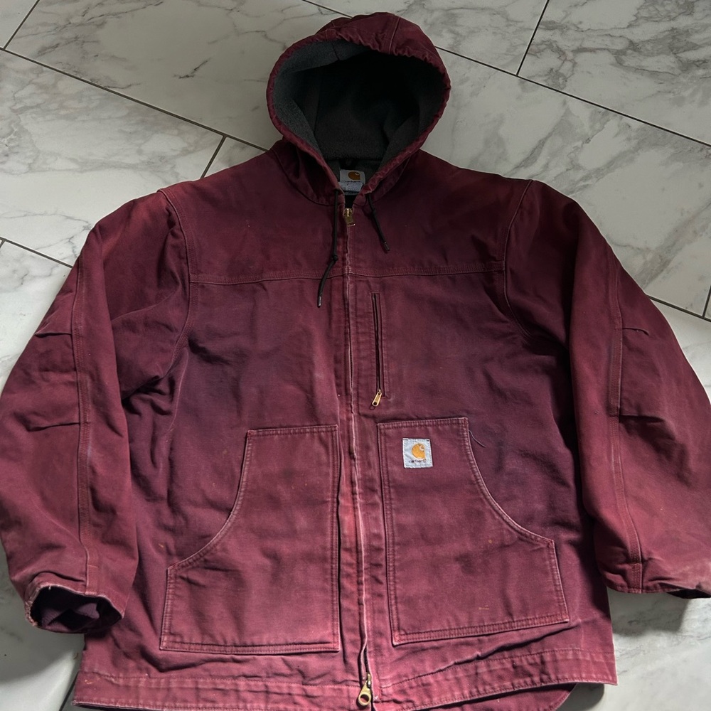 Vintage Carhartt Fleece Lined Hooded Workwear Jacket